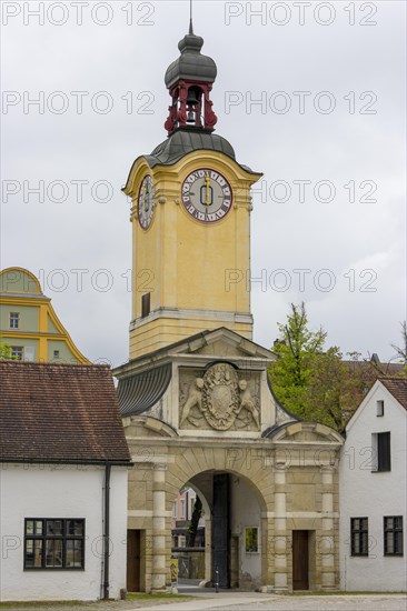 Baroque clock tower at the entrance to the Bavarian Army Museum