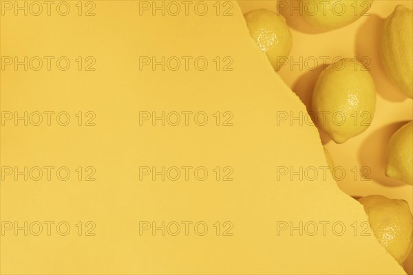 Top view bunch lemons with copy space