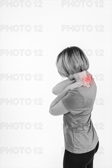 Sporty woman sore neck