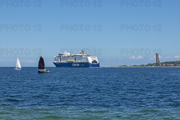Sailboats and Color Line Cruises cruise ship off Laboe
