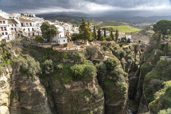 Tajo de Ronda gorge and the white houses of the old town La Ciudad