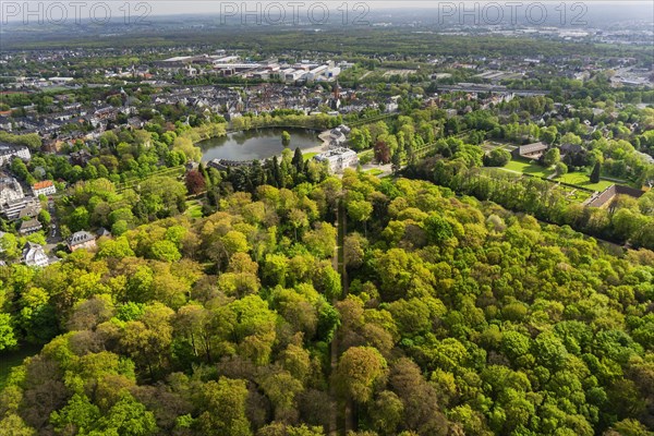 Aerial view of Benrath Palace Park and Palace