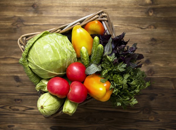 Arrangement delicious fresh vegetables