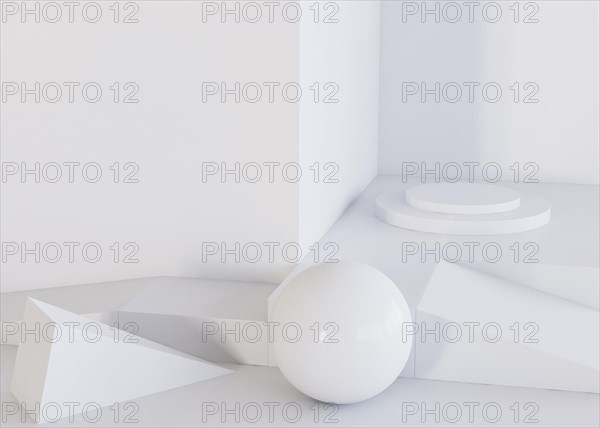 White ball geometric shapes background