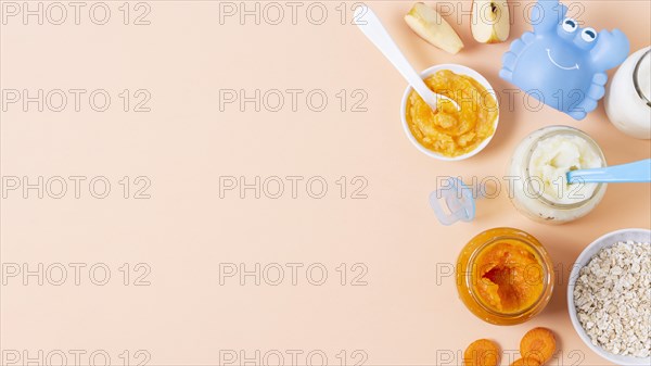 Top view food frame with pink background