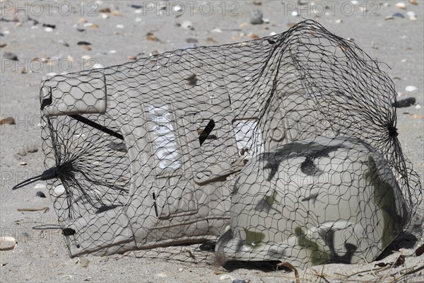 Marine litter washed up on the beach