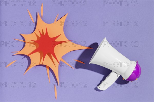 Top view megaphone with paper shape