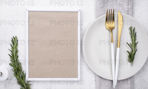 Plate with cutlery frame table