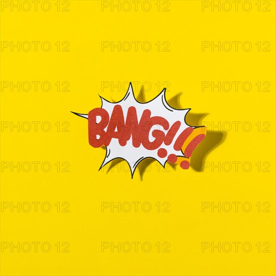 Stylish retro comic speech bubble with text bang yellow background