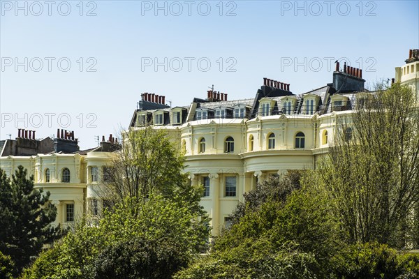 Noble row of houses in the classicist style at Brunswick Square in Brighton and Hove