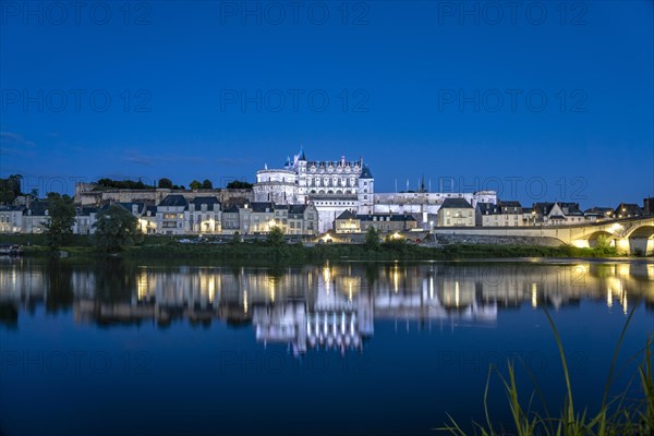 The Loire and Amboise Castle at dusk