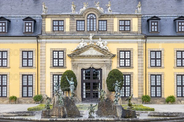 Neptune Fountain and Herrenhausen Gallery Buildings in Herrenhausen Palace and Herrenhausen Gardens