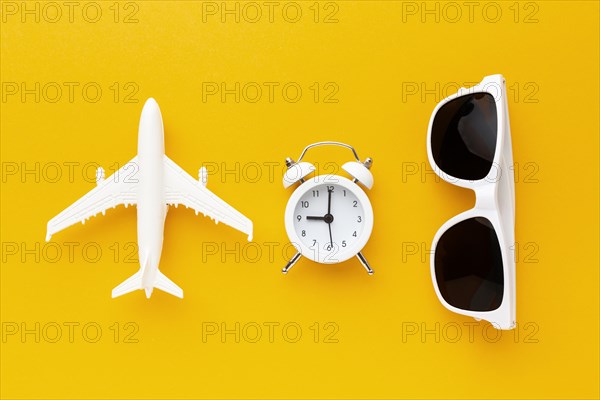 Top view airplane clock sunglasses