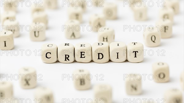 Credit written scrabble letters high view