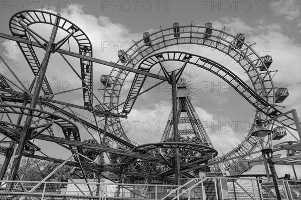 Rusty rail of an old roller coaster