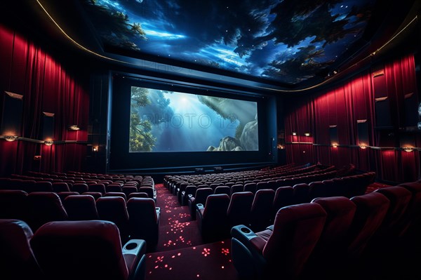 Modern cinema hall with big screen