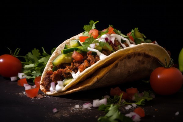 Appetisingly presented crispy taco shells with meat filling