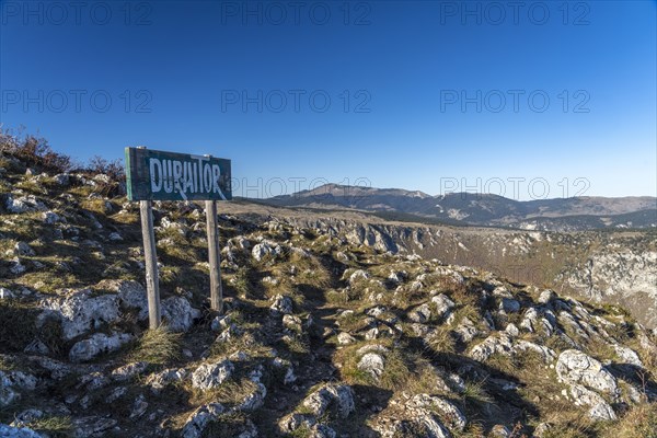 Sign Durmitor at the lookout peak Curevac