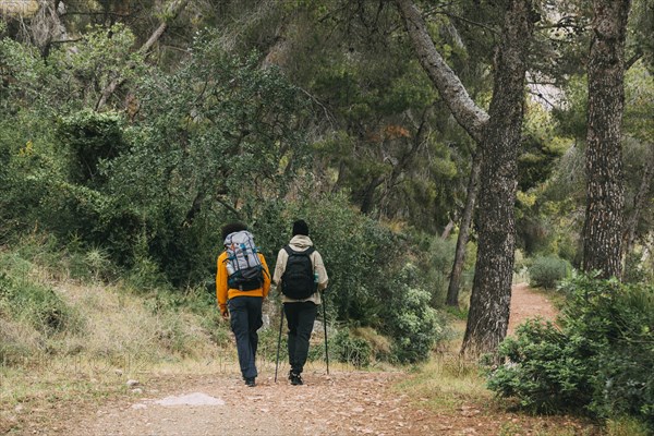 Men trekking nature