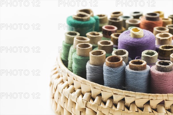 Basket sewing threads white background