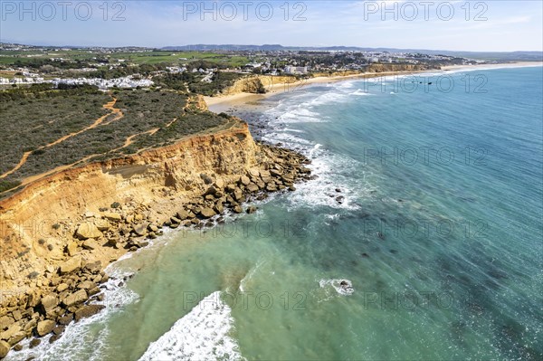 View over the cliffs with beach bays Calas de Conil