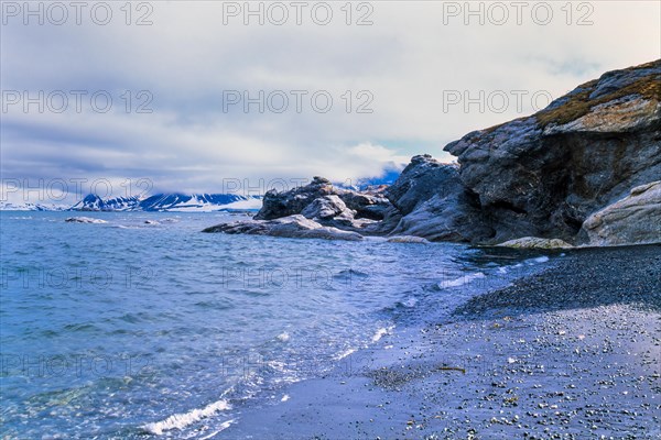 Rocky coast in the arctic archipelago