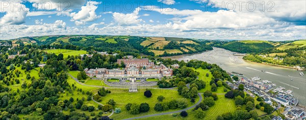 Panorama of Britannia Royal Naval College from a drone