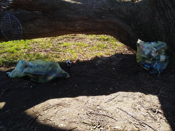 Illegally dumped rubbish in a nature reserve