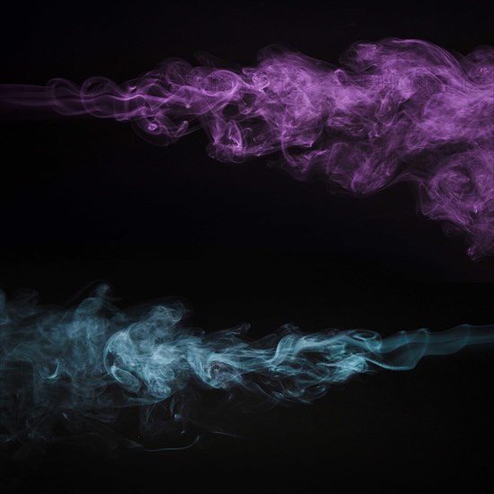 Creative pink blue smoke black background