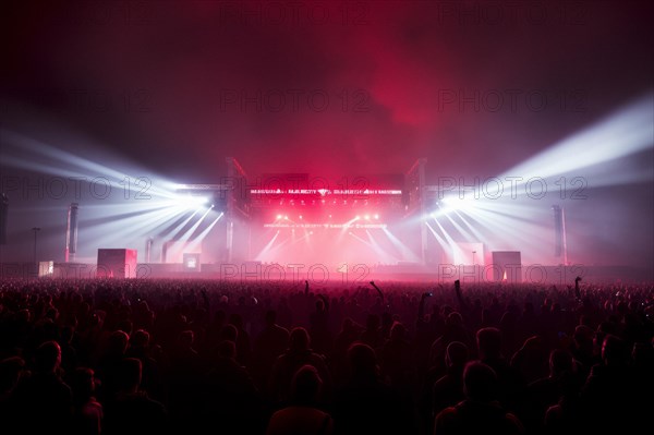 Stage with laser show at a mega concert