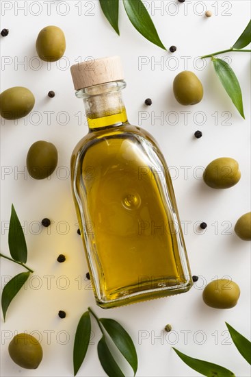 Olives oil bottle table