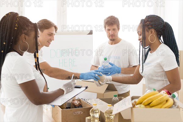 People taking care together donations