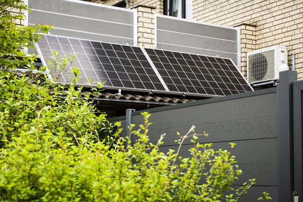 Balcony power plant on a house in Duesseldorf