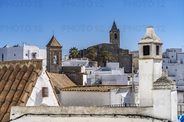 Parish church Divino Salvador and white houses of Vejer de la Frontera