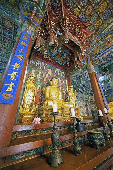 Buddha figure in the prayer hall