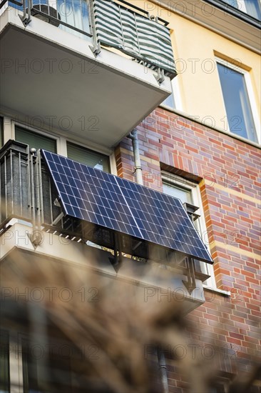 Balcony power plant on an apartment building in Duesseldorf