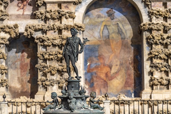 Statue of Mercury in front of the Grotto Gallery Galeria del Grutesco