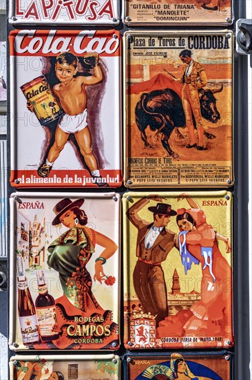 Nostalgic tin signs with Spanish advertising