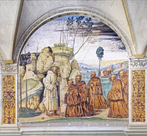 Benedict fulfils the wish of the hermits to become their abbot