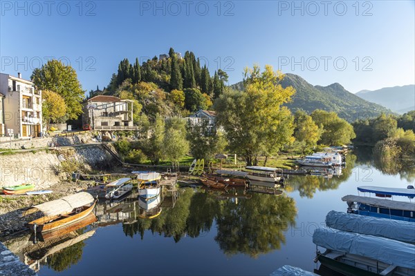 Excursion boats on the river in Virpazar on Lake Scutari