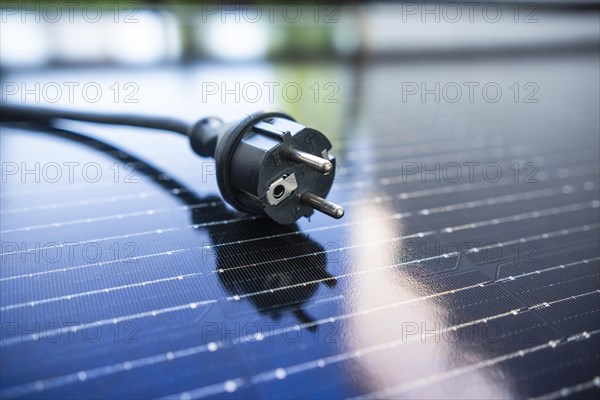 Schuko plug on a solar panel