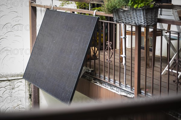 Solar panel in a backyard