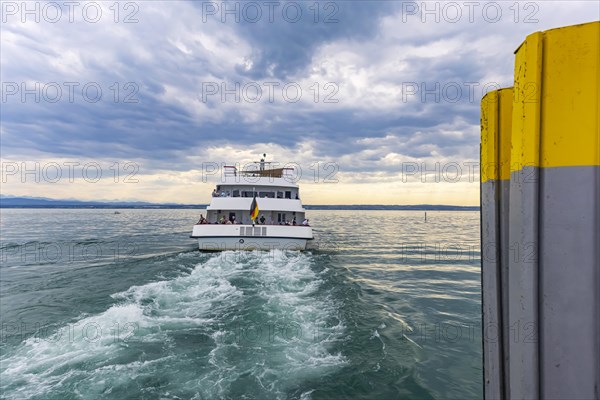 Lake Constance in the evening with the excursion boat Graf Zeppelin