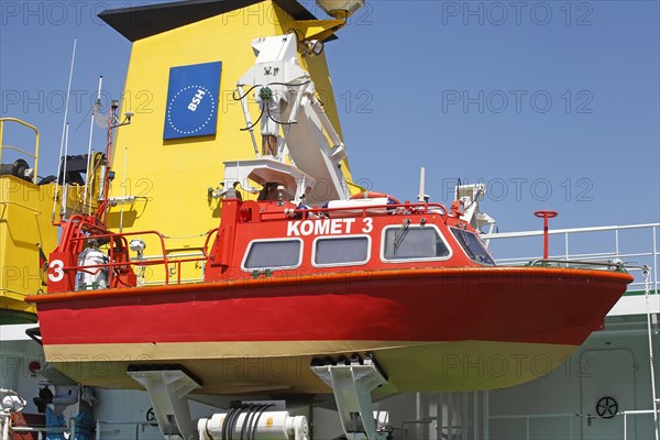 Dinghy on the survey ship Komet