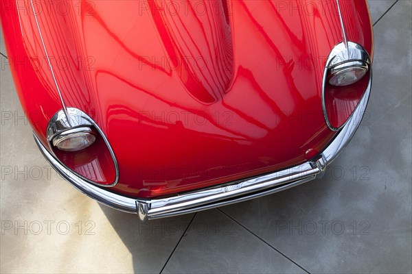 Bonnet and bumper of a Jaguar E-Type