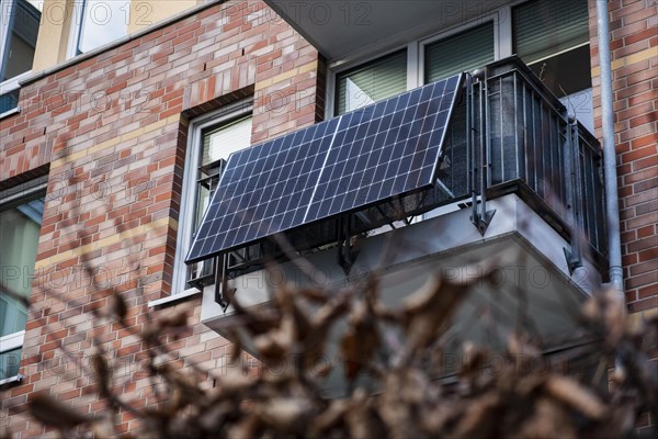 Balcony power plant on an apartment building in Duesseldorf