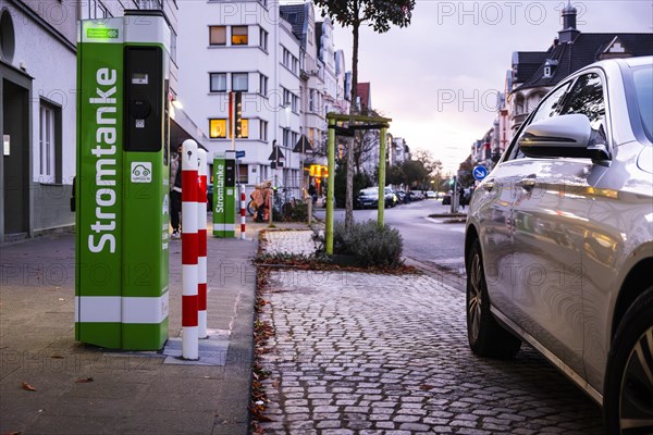 Illegal parking at a charging station and parking spaces for e-cars in Duesseldorf