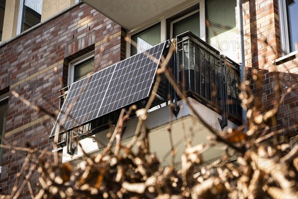 Balcony power plant on an apartment building in Duesseldorf