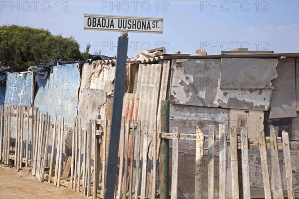 Street with improvised shacks