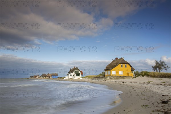 Beach houses along the Baltic Sea on the peninsula Graswarder